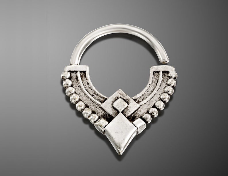 Silver Septum Ring Cartilage Earring Septum Jewelry Tragus Hoop Tribal Nose Piercing Daith Jewelry Rook,Indian,16g,18g Helix Piercing
