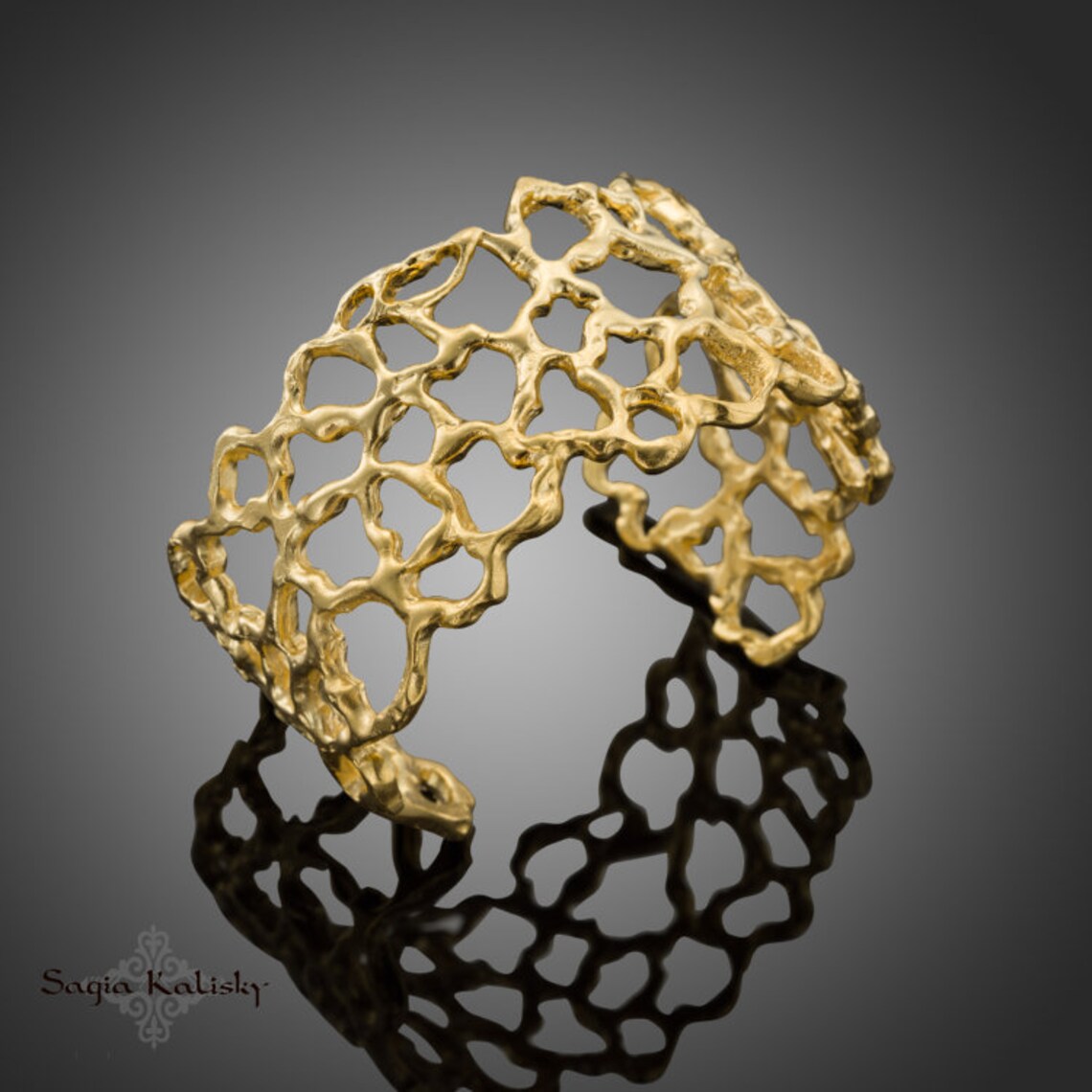 Wide Gold Cuff Bracelet Arm Cuff Bracelet Statement Beehive Etsy