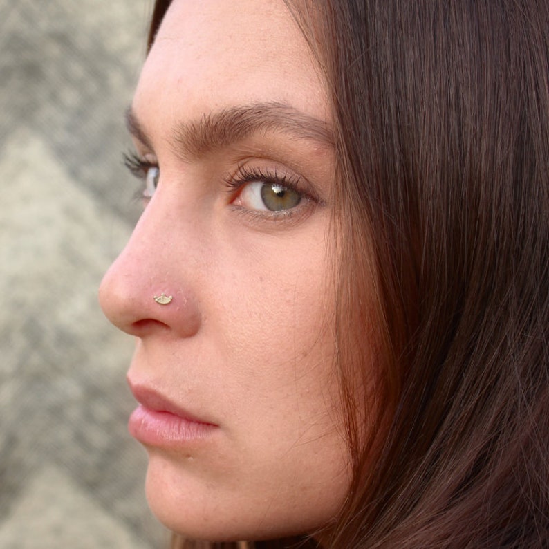 14k Gold Eye Nose Stud Indian Nose Stud 22g Nose Stud 20g Etsy