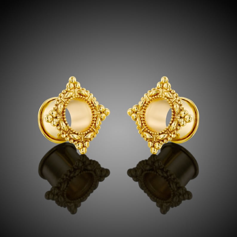 Tunnels Ear Tunnels Gold Plugs Gold Gauges Earrings Gauge Etsy