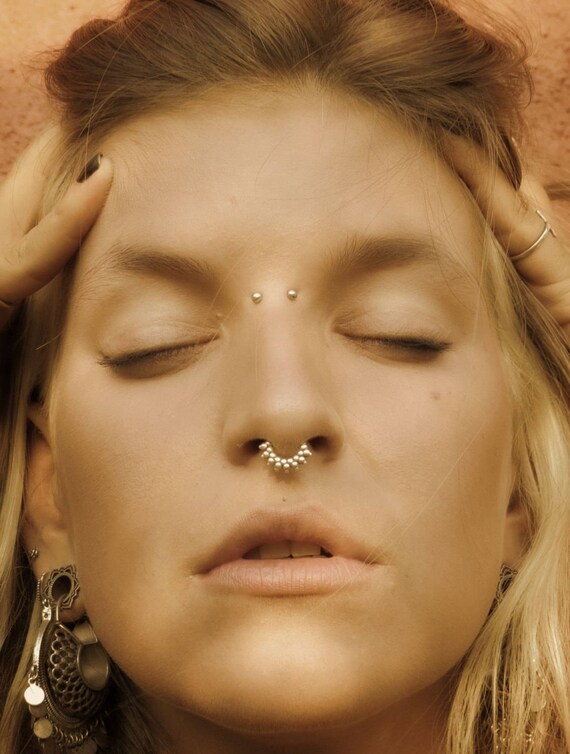 Tribal Septum Ring Gold Septum Jewelry 24k Gold Nose Ring Etsy
