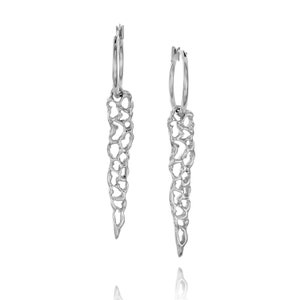 Long Silver Earrings, Unique Silver Earrings, Modern Silver Earrings, Statement Earrings, Silver Hoop Dangle Earrings, Long Earrings, Dangle