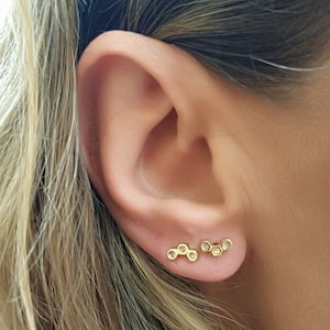 Gold Studs, Gold Stud Earrings, Solid Gold Studs Earrings 14K, Geometric Studs, Unique Gold Studs, Small Gold Studs, Post Stud Earrings,Hive