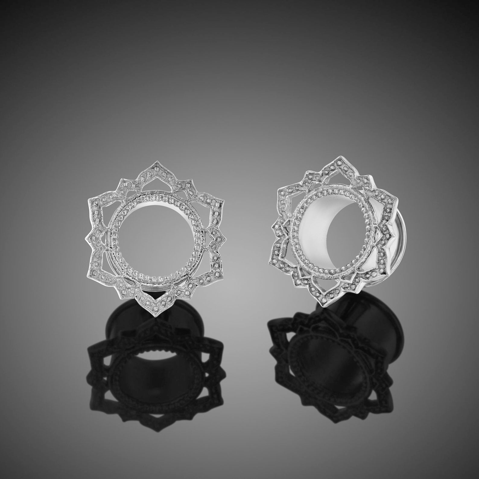 Sterling Silver Ear Tunnels Lotus Earrings Ear Tunnel Etsy