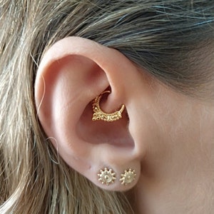 Daith Jewelry, Daith Earring, Gold Septum Ring, Piercing Jewelry, 24K, Rook Earring, Helix Hoop, Cartilage, Tragus, Septum Jewelry, 16g, 18g