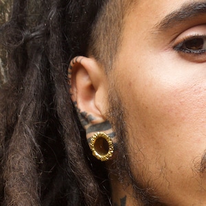 Tunnels, Ear Tunnels, Ear Gauges, Gold Plugs, Gauge Jewelry, Brass Gauges, 4mm, 6mm, 8mm, 10mm, 12mm, 2g Plugs 0g 00g, Ear Plugs, Round image 6