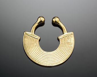 Gold Fake Septum Ring, Fake Nose Ring, Faux Septum, Fake Nose Piercing, Nose Cuff, Clip On Septum Ring, Tribal Septum