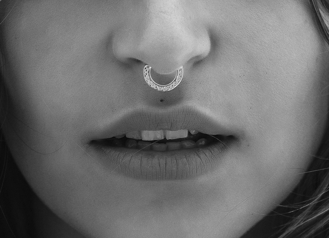 No Piercing Septum Silver Fake Septum Ring Fake Nose Ring Etsy