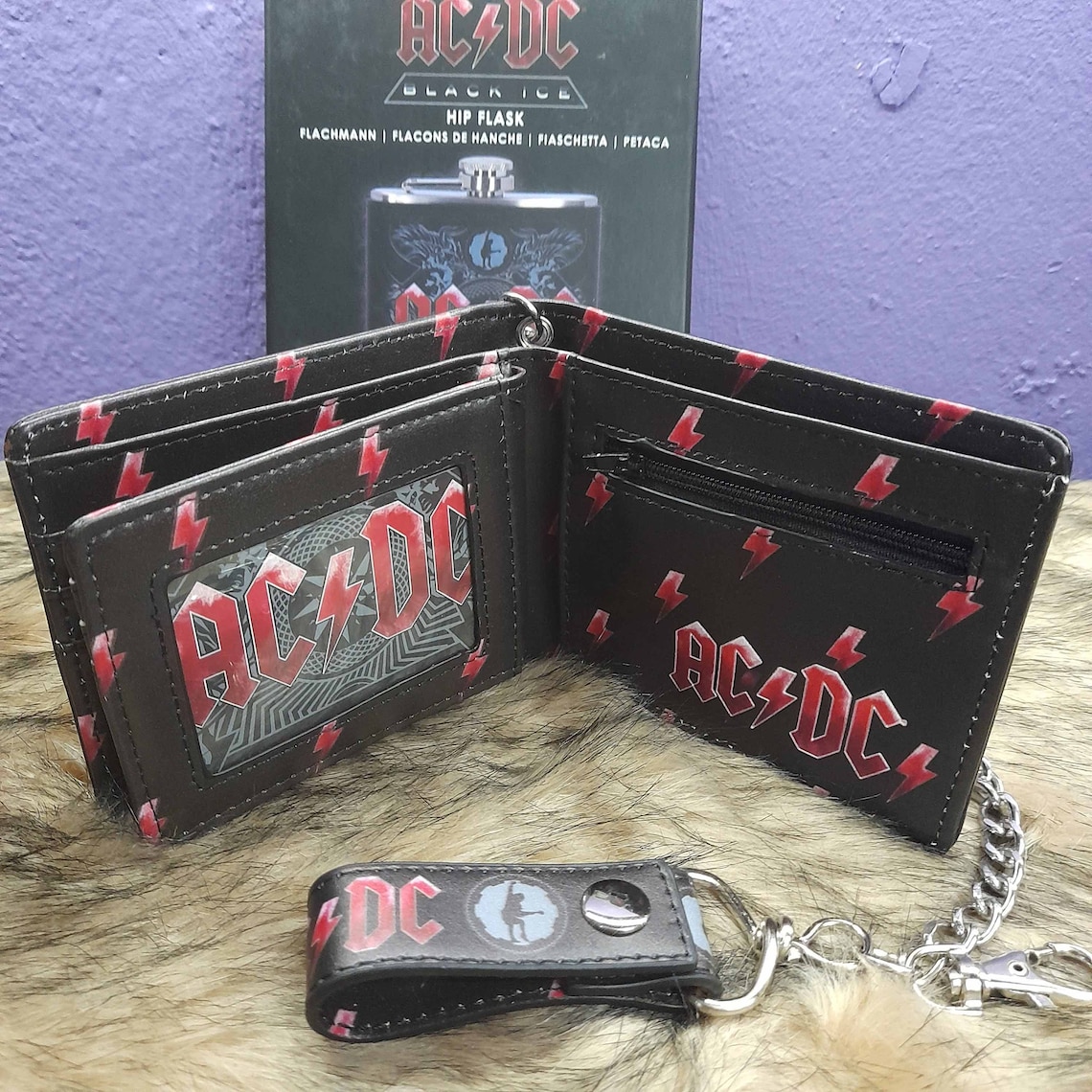 AC/DC Wallet Mens Wallet Chain Wallet ACDC Black Ice Etsy