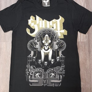 Ghost T Shirt Wegner Gold Band Logo Design offiziell Herren Nue Schwarz Ghost T Shirt Wegner Gold Band Logo Design offiziell Herren Nue Schwarz