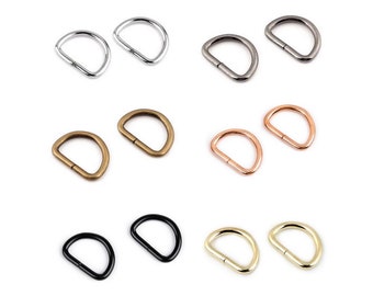 4 Half D-Shaped Metal Buckles - 12/25/32/38 / 50mm / Silver, Bronze, Gold / Half D-Ring Rings, Adjustment and Webbing Connection