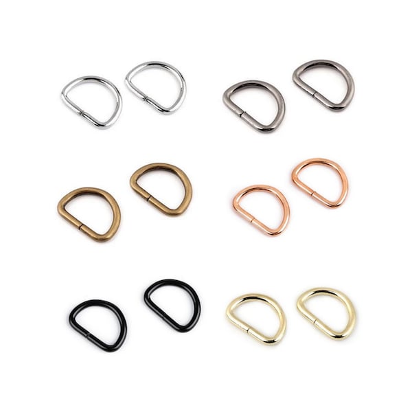 4 Half D-Shaped Metal Buckles - 12/25/32/38 / 50mm / Silver, Bronze, Gold / Half D-Ring Rings, Adjustment and Webbing Connection