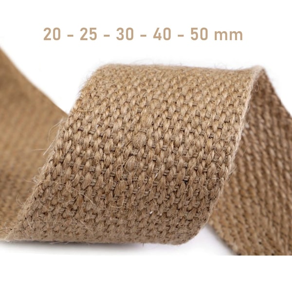 Sangle jute naturelle / 20-25-30-40-50 mm / Sangles en coton bandoulières anses de sac, ceintures, cabas, besaces