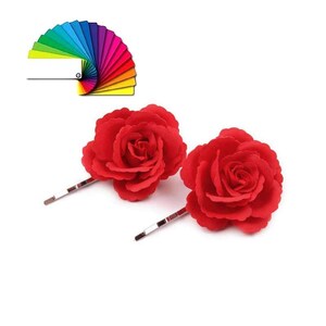 2 Fleurs tissu 45mm sur pince / Nombreux coloris / Epingles cheveux fleurs satin, roses pour cheveux, barrettes fleurs coiffure image 2