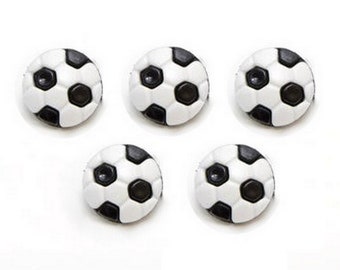 1.3 cm Noir /& Blanc Football Nouveauté Boutons x 10