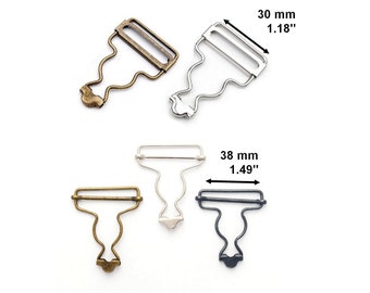 2 boucles métal argent pour bretelles, attaches et réglage bretelles de salopette 30 et 38 mm / boucles pour bretelles