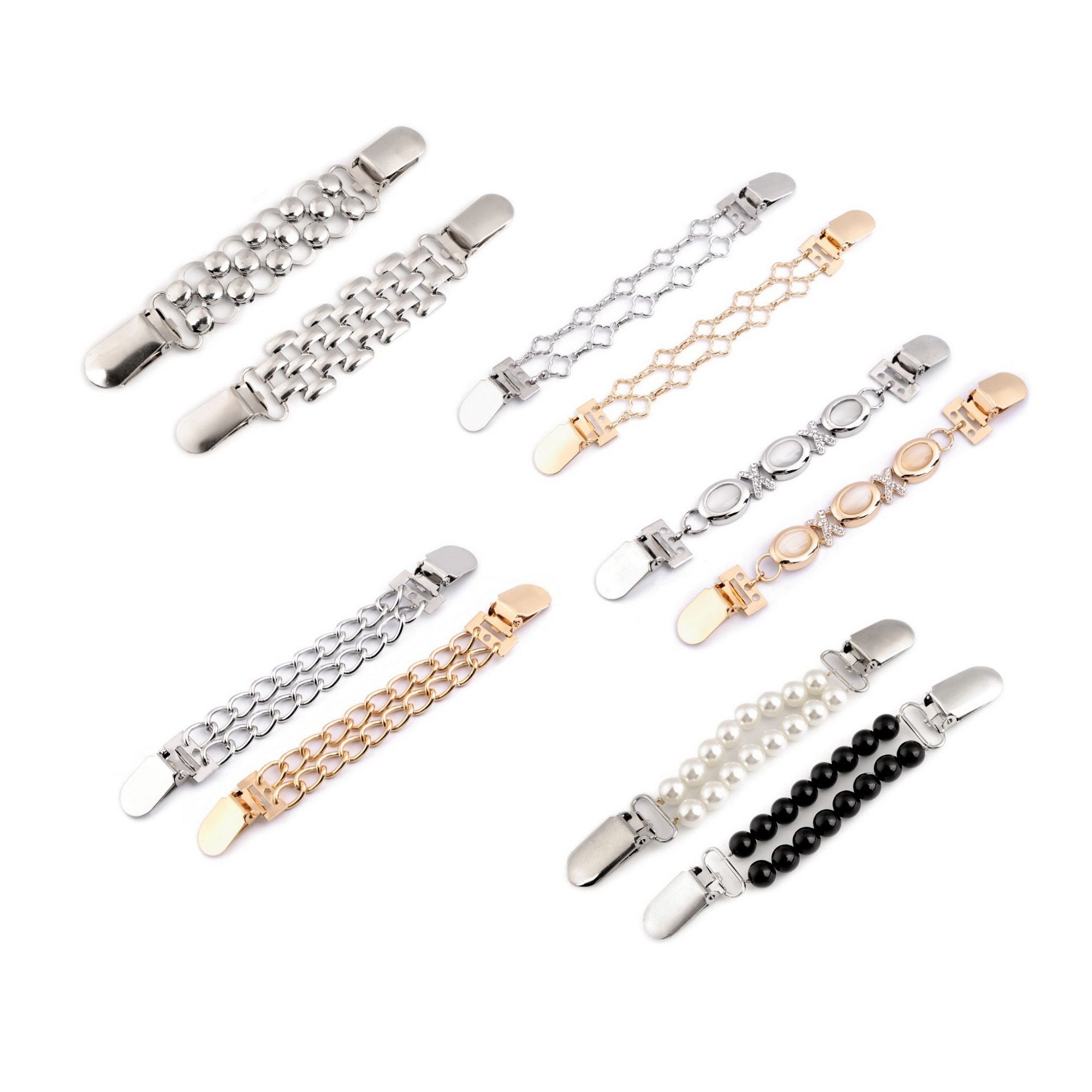 Jewelry Novelty & More Sweater Clips with Chain Collar Jacket Clip