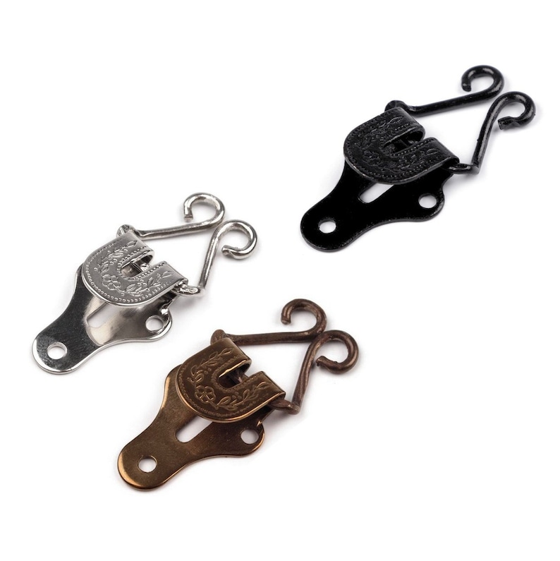 4 metal hooks 18x25mm / silver or bronze / metal clip, hook clasp, snap clasp, sewing clasp, hook and loop fastener image 1