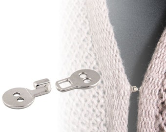 2 Button Brandenburg Metal / Silver of Black / Hook Loop Clasp Sluiting voor jack, vest, tas, lederwaren, toggle-sluiting