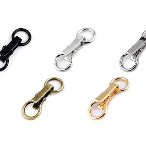 2 Decorative Buckles Closure Clasps / black, bronze, silver / hook buckle clip closure for jacket, vest, bag, leather goods