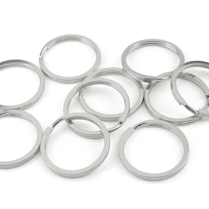 Key ring 30mm / silver nickel metal / key rings, metal loop, metal buckle, metal ring, silver hook