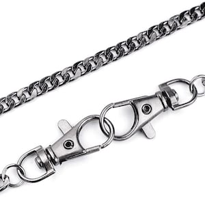 Bag handle flat mesh chain in metal 120 cm / silver or black / Bag handles, shoulder chain for shoulder bag