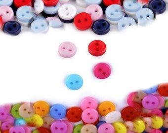 20 knoppen 7 mm met 2 gaten / Veel kleuren / miniknoppen kinderen, platte ronde knoppen, kinderknopen, babyknopen