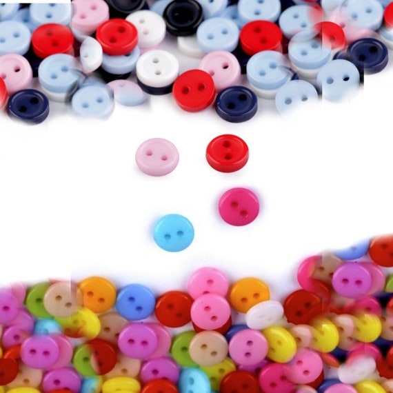 20 Two-holes Buttons 7mm / Many Colors / Plastic Buttons, Colored Buttons,  Kids Buttons, Baby Buttons, Smart Buttons, Small Buttons 