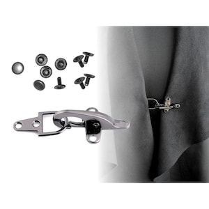 Bouton crochet métal AVEC rivets / fermoir de pompier, boucle bikers