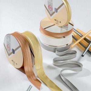 3M Bias Metall 30mm / Silber, Gold, Kupfer, weiß / Bias flach vorgefalteten lurex Metall, durch vorgeformten Ordnungs-Gewebegeflecht Keder