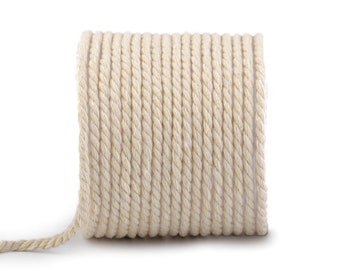 3M braided cotton rope 5mm / Braided cord, rope by the meter, natural rope, cotton twine, raw rope