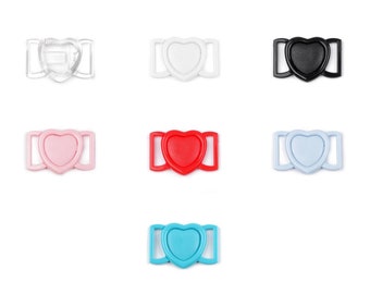 20 mm heart-shaped plastic bikini clasps, closing hooks for swimsuits or lingerie