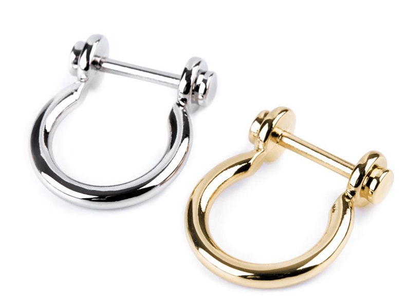 2 round D buckles in metal / silver or gold / half D-ring buckles, strap adjustment and connection image 1