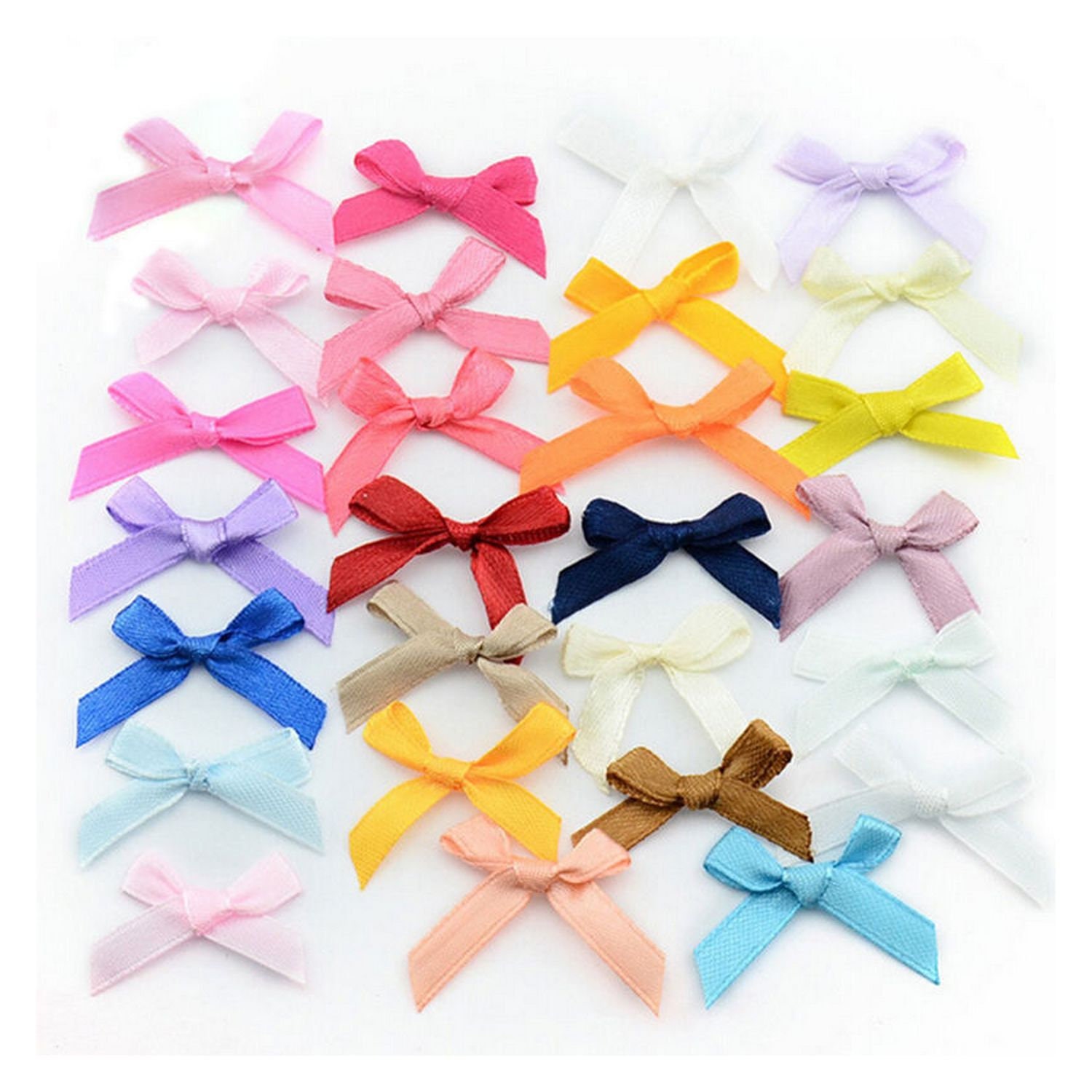 48 count. Pre-Tied WHITE 2 Satin GIFT BOWS Wire Ties Ready-to-Use 3/8  Ribbon