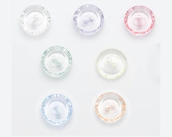 10 transparent clear cut buttons 13mm / Many colors / Small transparent buttons, synthetic glass buttons