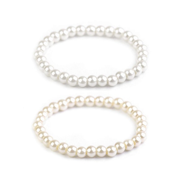 Bracelet perles blanches ou ivoires, bracelet de mariage