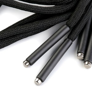 4 black hoodie strings 130/140 cm with tips / shoe laces with ends, cord with metal finish, hoodlaces with ends image 6