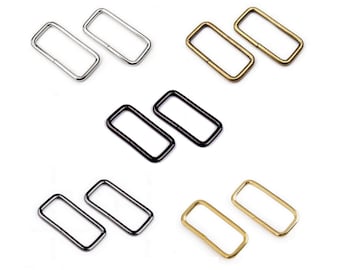 4 Boucles rectangles pour sangle / 20-25-30-39mm / Argent, bronze, or, noir / Anneaux de réglage de sangle, bandoulière, anses sac