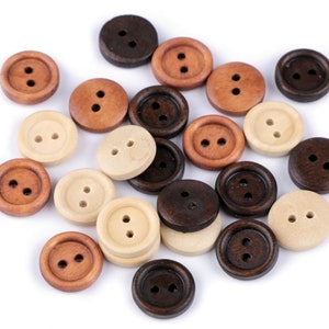 20 Wooden Buttons - 12mm 20&#39; two-hole design - Crafting supplies