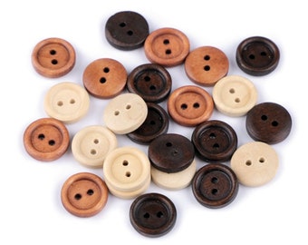 20 Wooden Buttons - 12mm 20' two-hole design - Crafting supplies