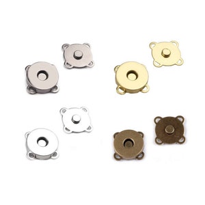 4 Magnetic Sewing Clasps / Gold, Silver, Dark Silver / Magnetic Snaps, Magnets for Bag Closure