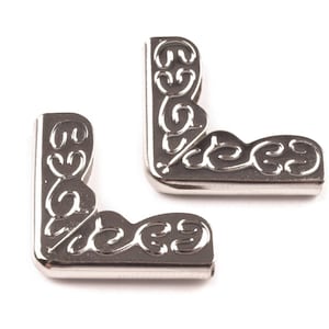 20 versierde hoeken 16mm / zilver of brons metaal / beschermende hoeken, zilveren metalen hoeken, gegraveerde metalen hoeken