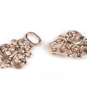 Clasp hook decorative metal / silver or black / hook buckle clip closure for jacket, vest, bag, leather goods