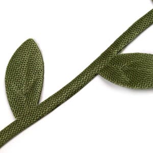 3yd satin leaves trim 0.98/ Many colors / Satin ribbon with fabric leaves, for satin roses, artificial leaves, sewing trim leaves image 4