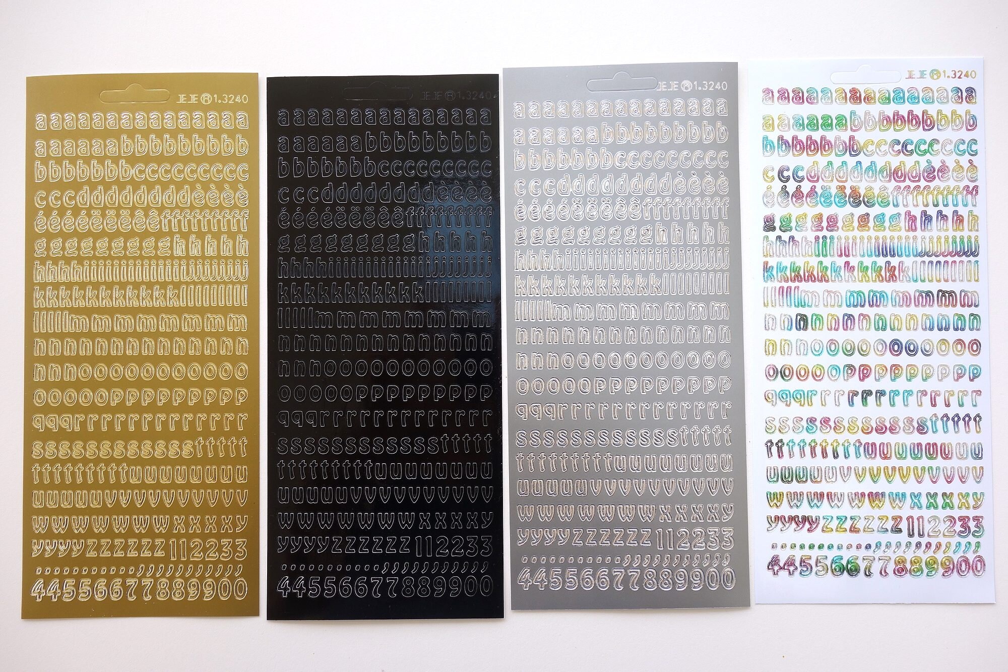 6 PZ Oro timbratura caratteri alfanumerici adesivi biglietti d'auguri Alfabeto adesivo 
