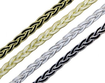 3yd Metallic Braided trim 8mm / many colors / decorative trim, narrow trim, upholstery trim, gimp braided trim, braid sewing, fabric trim