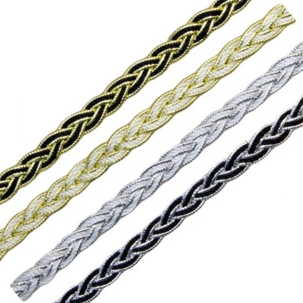 3yd Metallic Braided trim 8mm / many colors / decorative trim, narrow trim, upholstery trim, gimp braided trim, braid sewing, fabric trim