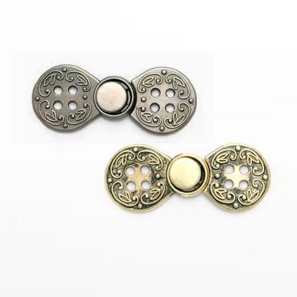 2 Norwegian closures style buttons Brandenburgs / 18 or 23mm, Gold or Silver / Metal Buttons, Closing Jacket or Coat, Clasp Clasp