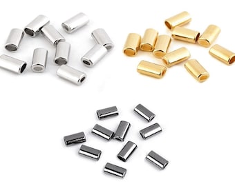10 ovale Metallseilenden 8x14mm / Gold, Silber, Schwarz / Kordelstopper, Kordelende, Kordelende