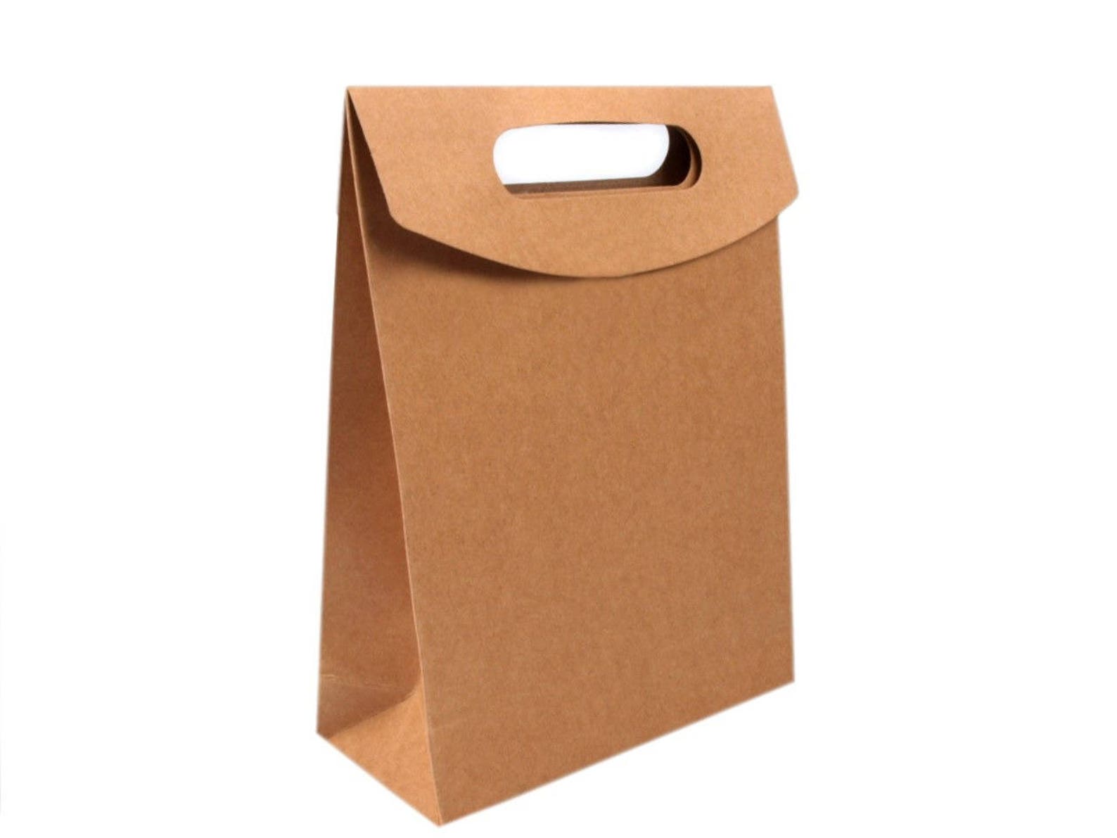 Natural Paper Bag With Clear Window and Handle 21cm / Etsy Australia